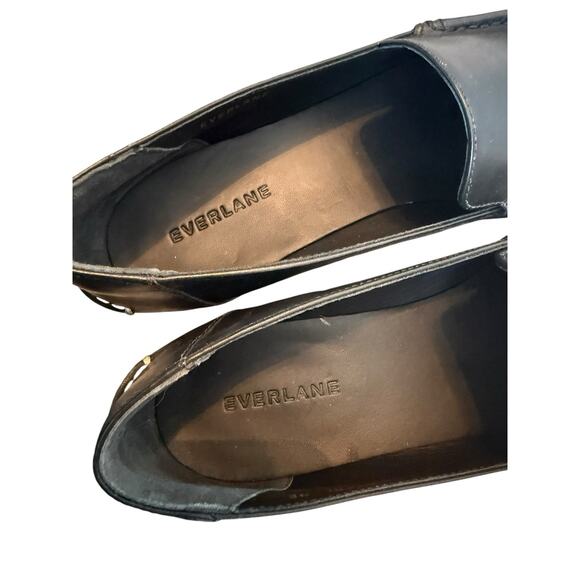 Everlane Loafers Women 8.5 Black Leather Slip On Minimalist Clean Girl - Picture 4 of 9